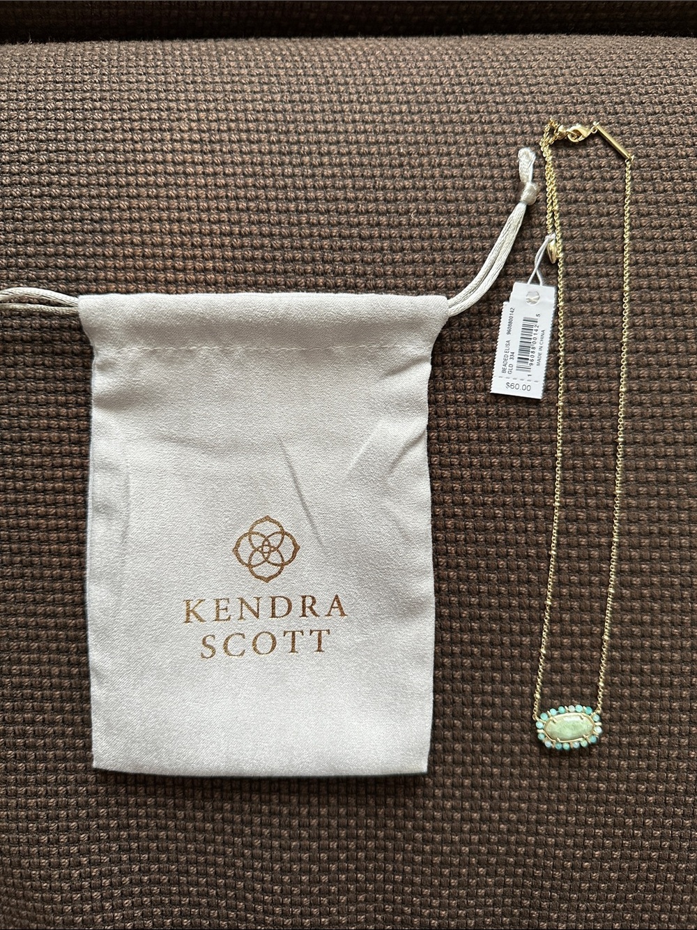 Kendra Scott beaded Elisa gold pendant necklace - sea green chrysocolla